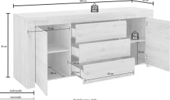 Madia 2 ante e 3 cassetti linea Clear in Bianco Opaco
