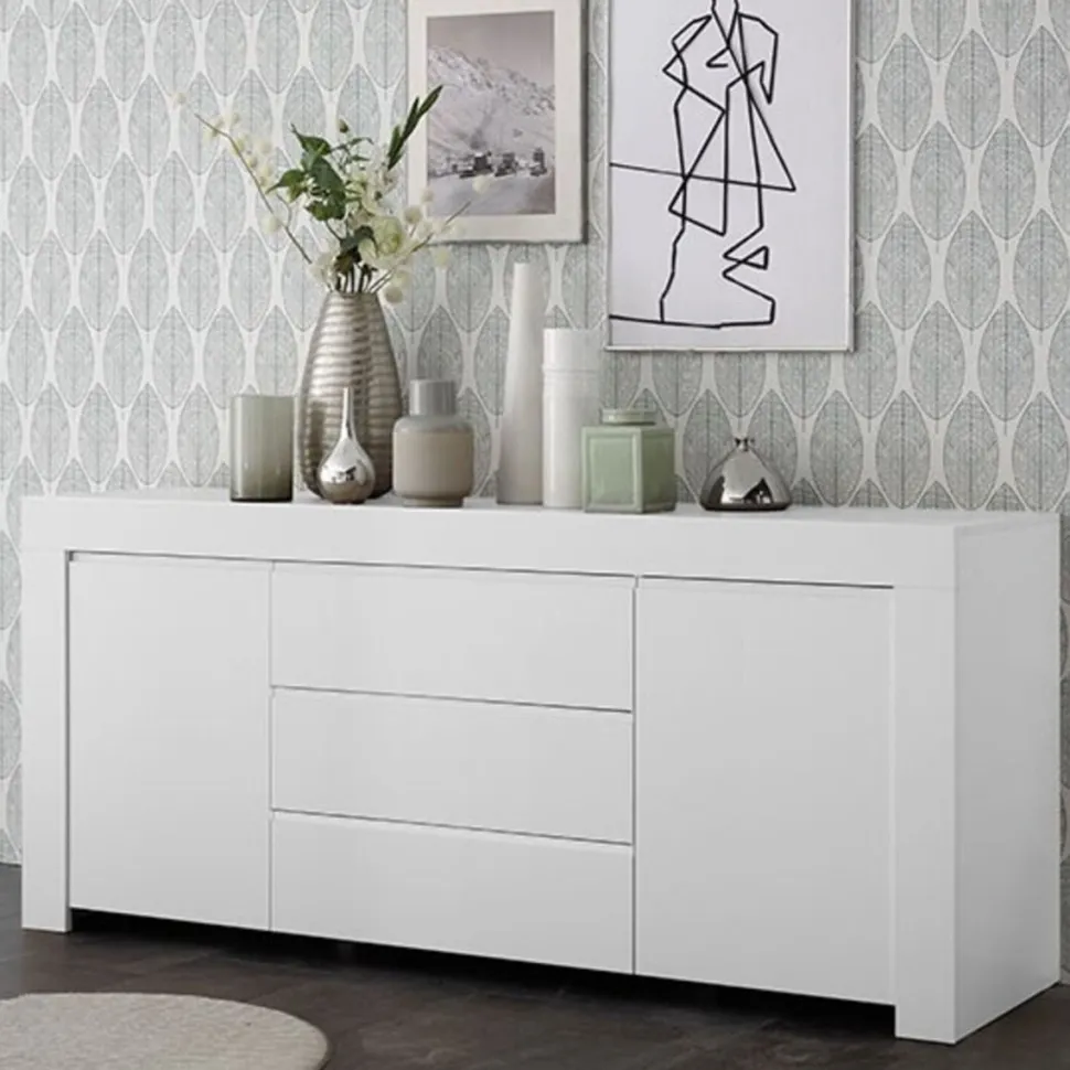 Madia 2 ante e 3 cassetti linea Clear in Bianco Opaco