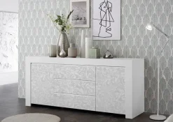 Madia 2 ante e 3 cassetti linea Clear Fancy in Bianco Opaco flower