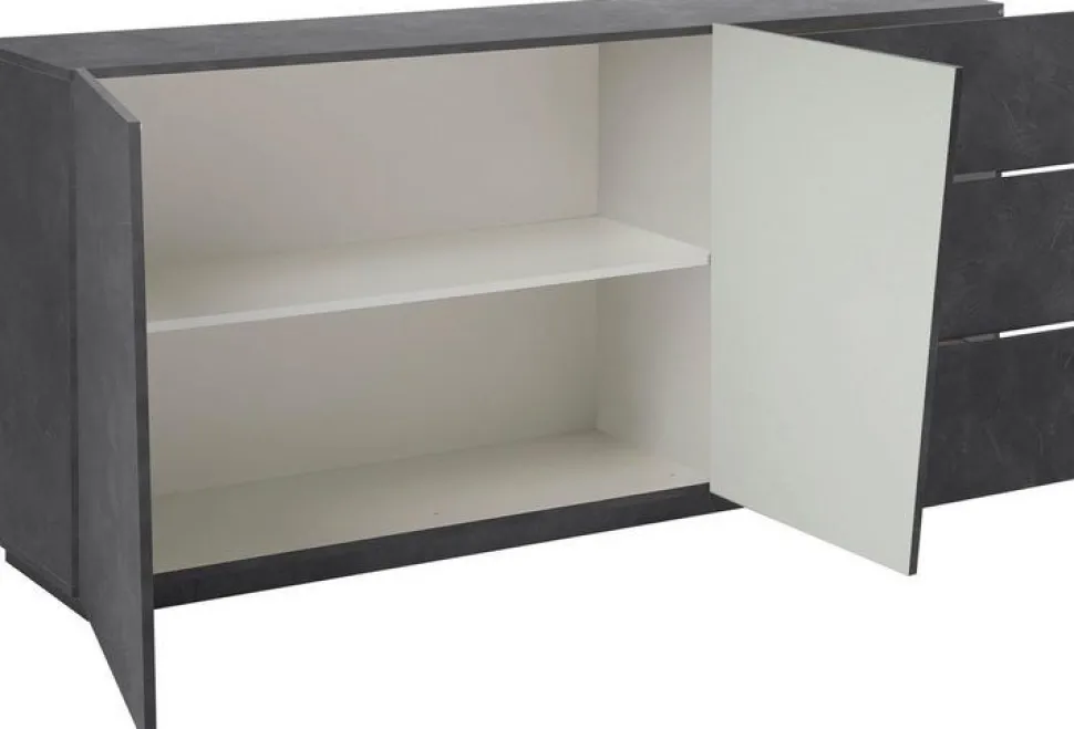 Madia 2 ante e 3 cassetti linea Virgola finitura Ardesia