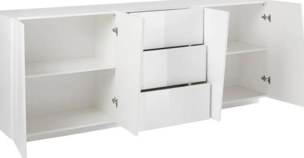 Madia 4 ante e 3 cassetti linea Virgola finitura Bianco Lucido