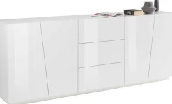 Madia 4 ante e 3 cassetti linea Virgola finitura Bianco Lucido