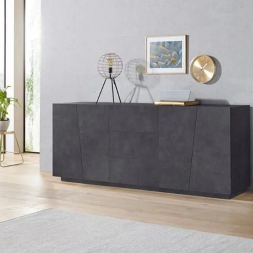 Madia 4 ante e 3 cassetti linea Virgola finitura Ardesia