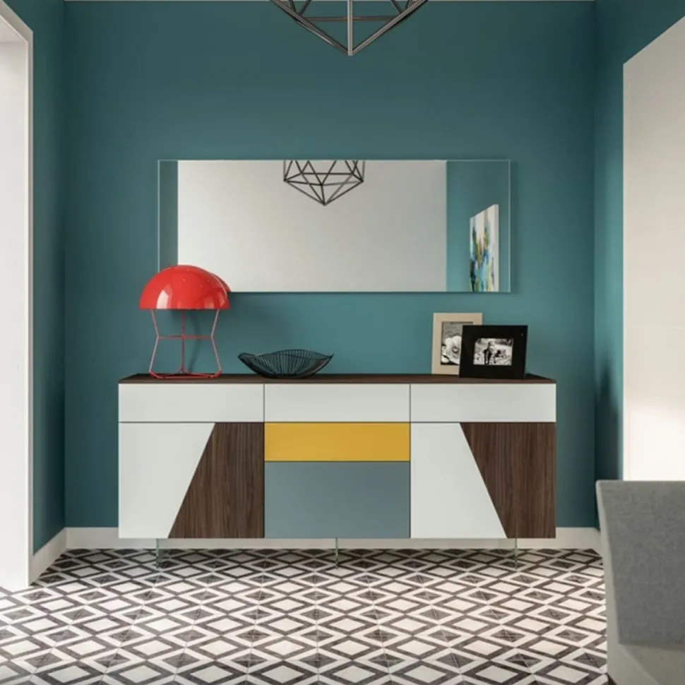 Madia 2 ante e 5 cassetti Plus linea Contact disponibile in 30 colori