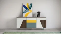 Madia 2 ante e 5 cassetti Plus linea Contact disponibile in 30 colori