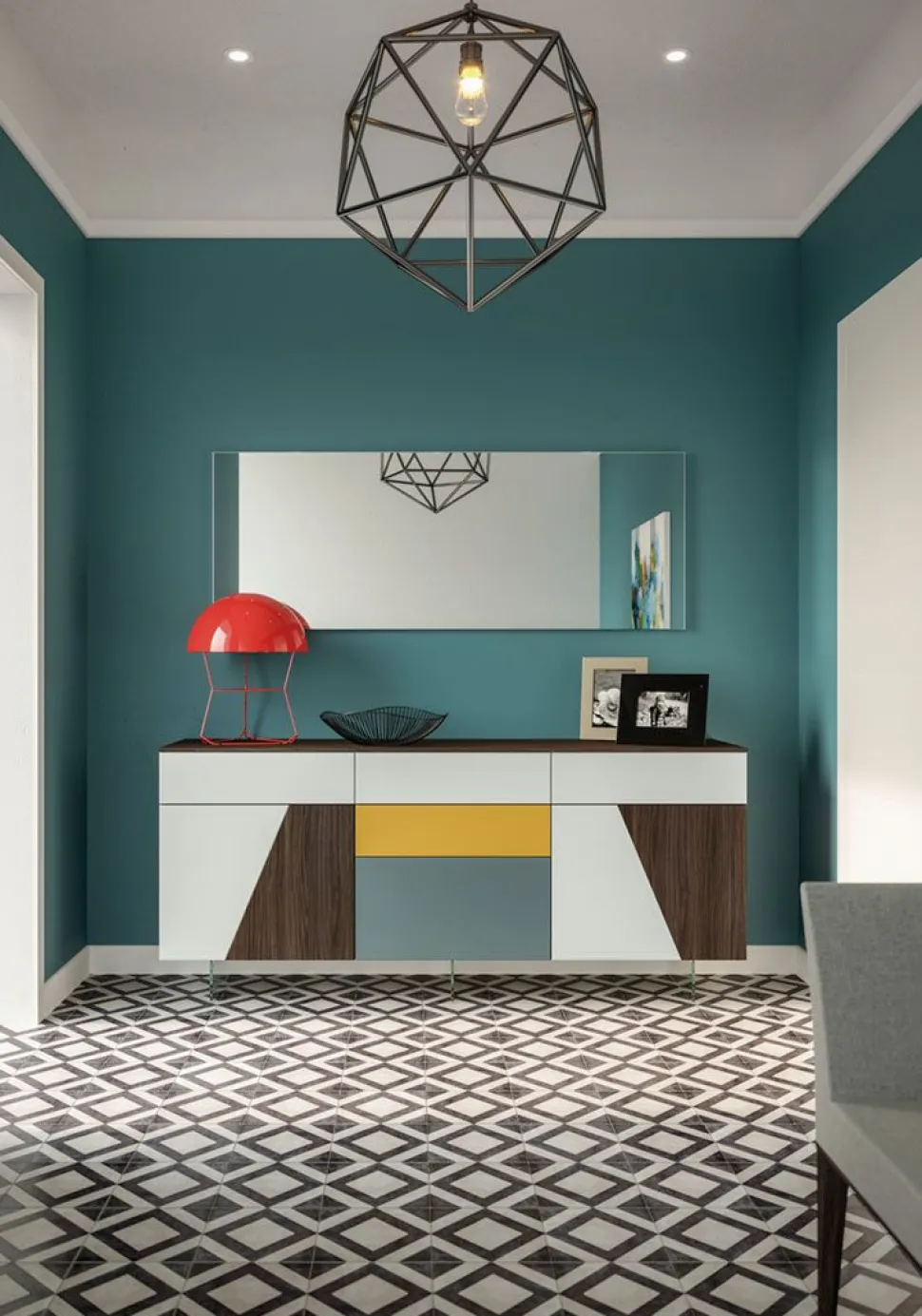Madia 2 ante e 5 cassetti Plus linea Contact disponibile in 30 colori