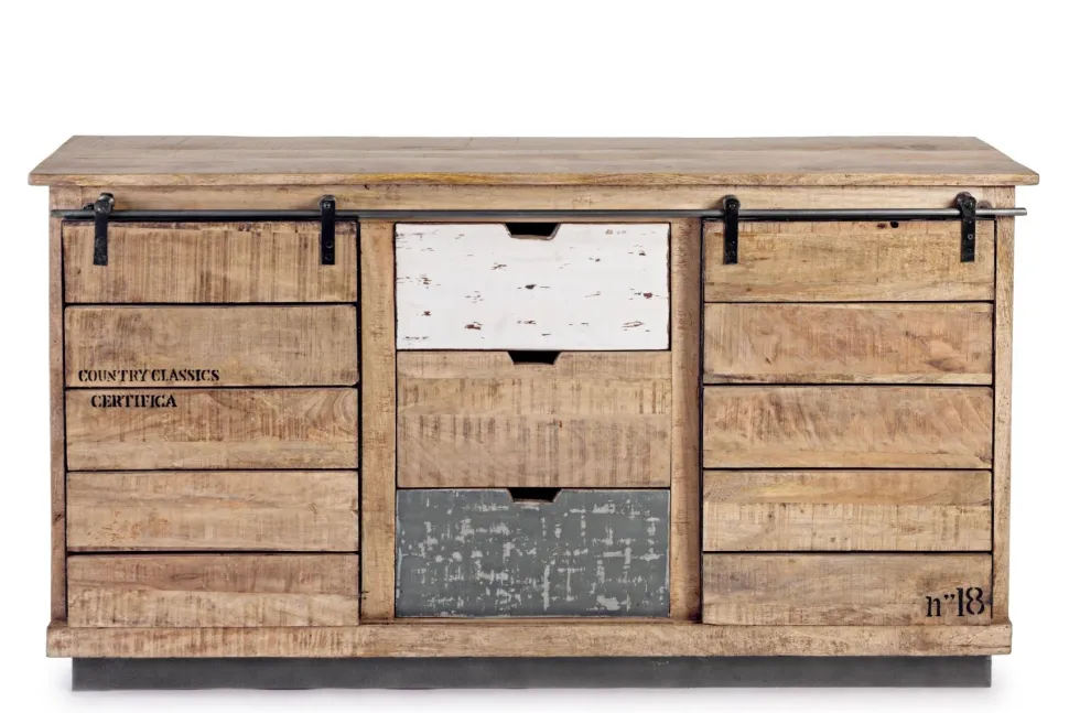 Madia 2 ante e 3 cassetti Tudor in legno di mango