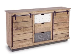 Madia 2 ante e 3 cassetti Tudor in legno di mango