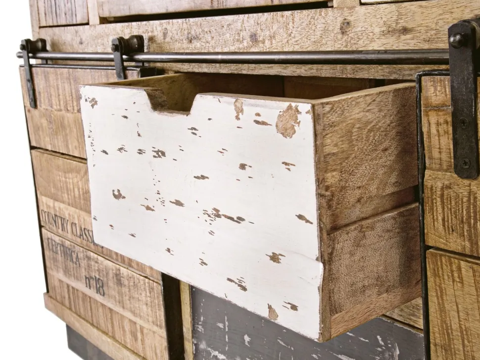Madia 2 ante e 7 cassetti Tudor in legno di mango