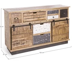 Madia 2 ante e 7 cassetti Tudor in legno di mango