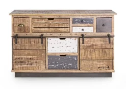 Madia 2 ante e 7 cassetti Tudor in legno di mango