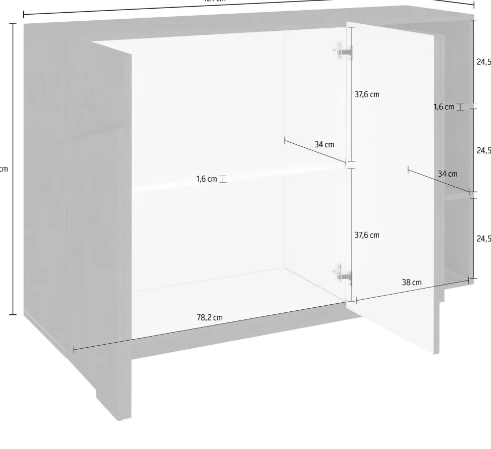 Madia 2 ante e 3 vani linea Rombo in finitura Bianco Lucido