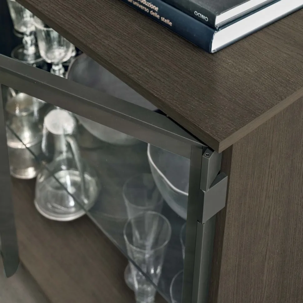Madia 2 ante in legno e 2 in vetro Metropolis linea Nais disponibile in vari colori