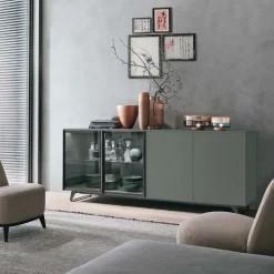 Madia 2 ante in legno e 2 in vetro Metropolis linea Nais disponibile in vari colori