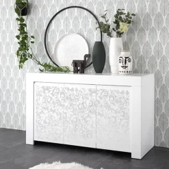 Madia 3 ante linea Clear Fancy in Bianco Opaco serigrafata FLOWER