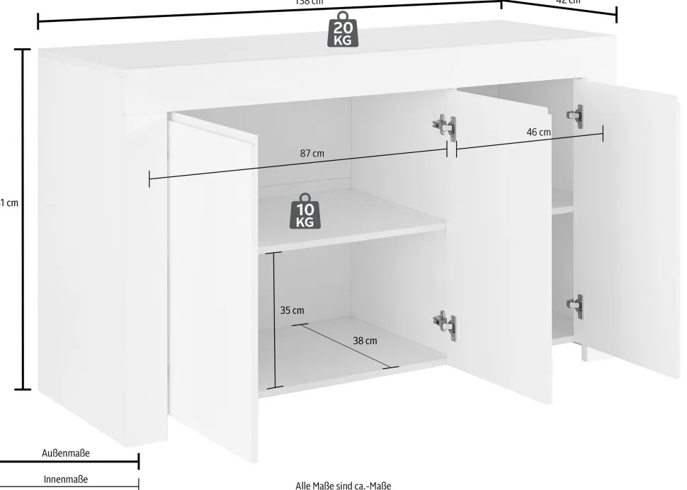 Madia 3 ante linea Clear in Bianco Opaco con serigrafia