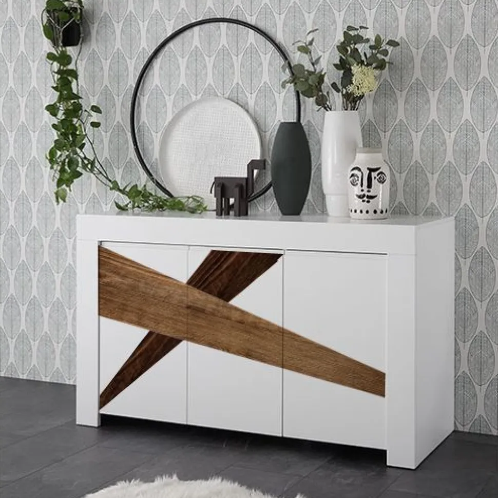 Madia 3 ante linea Clear in Bianco Opaco con serigrafia