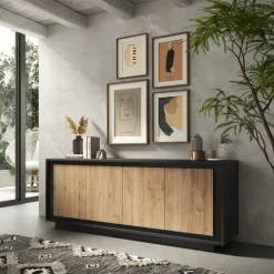 Madia 4 ante linea Natural in finitura Lava e Rovere Cadiz