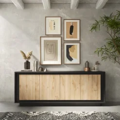 Madia 4 ante linea Natural in finitura Lava e Rovere Cadiz
