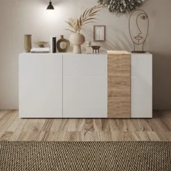 Madia 3 ante linea Olimpo finitura Bianco Lucido e Rovere Kadiz