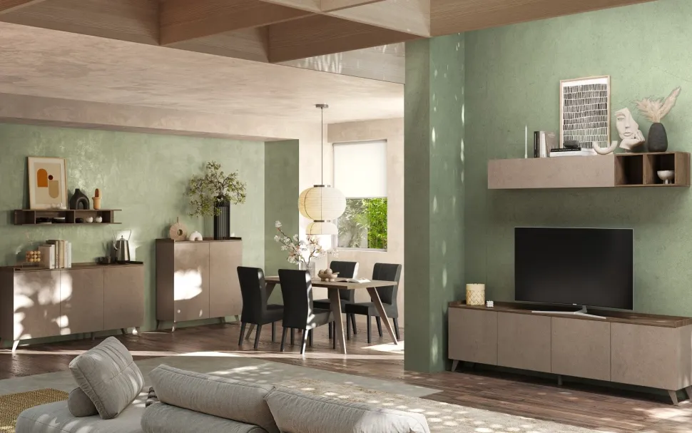 Madia 4 ante linea Oscar in finitura Rovere Mercure e Bronzo