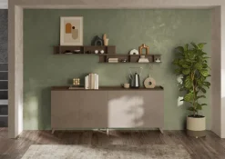 Madia 4 ante linea Oscar in finitura Rovere Mercure e Bronzo