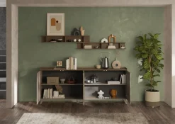 Madia 4 ante linea Oscar in finitura Rovere Mercure e Bronzo