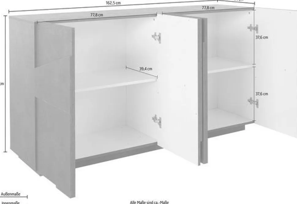 Madia 4 ante linea Rombo in finitura Cemento