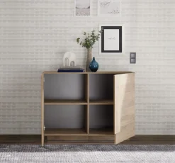 Madia 2 ante linea Sax in finitura Rovere Mercure con grafica