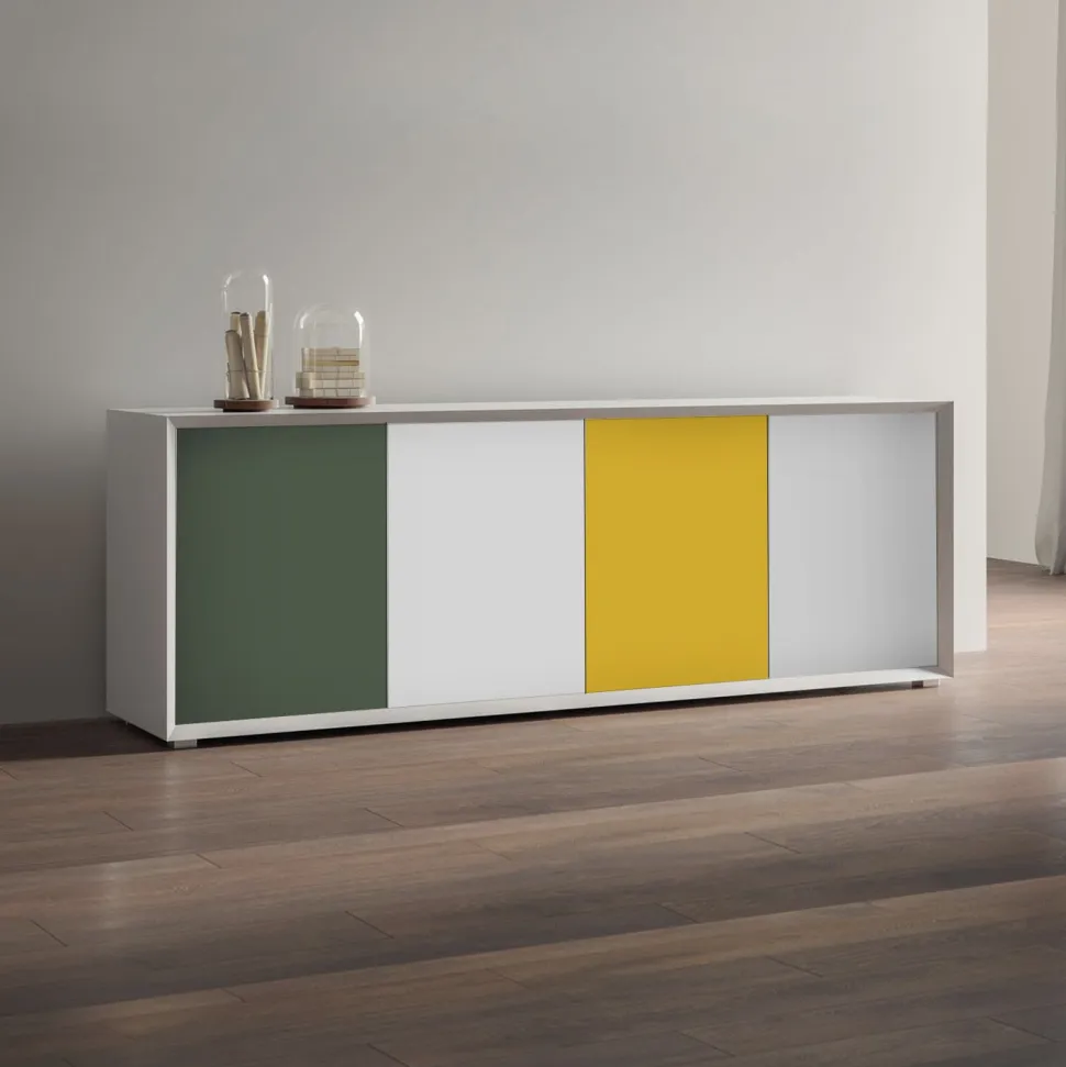 Madia 4 ante linea Tilt in finitura Bianco opaco garda e miele