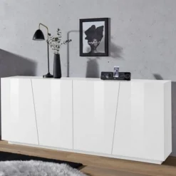 Madia 4 ante linea Virgola finitura Bianco Lucido