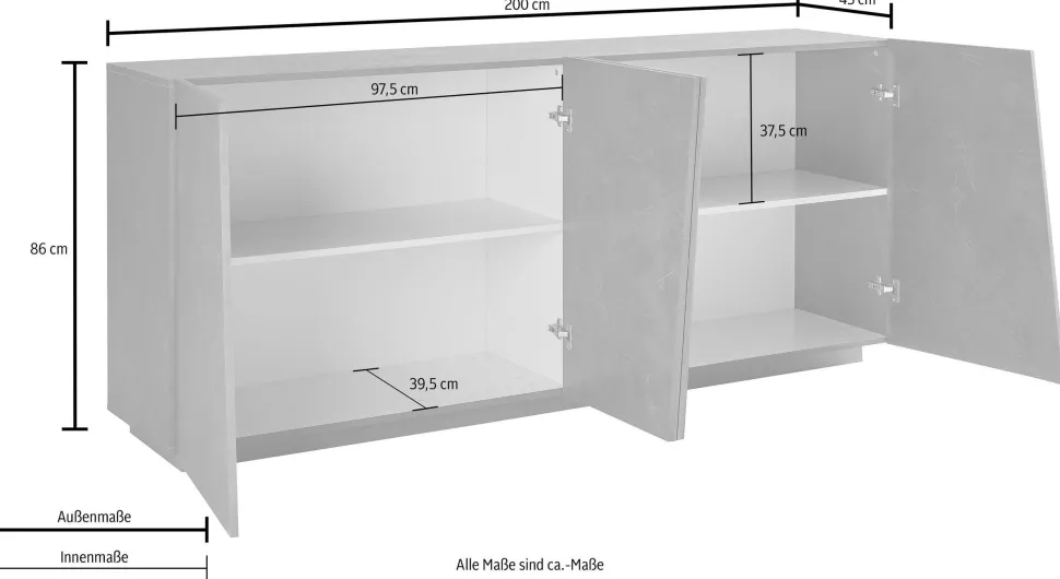Madia 4 ante linea Virgola finitura Ardesia