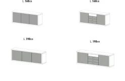 Madia 3 ante Pulp linea Contact disponibile in 2 versioni , 2 misure e 30 colori