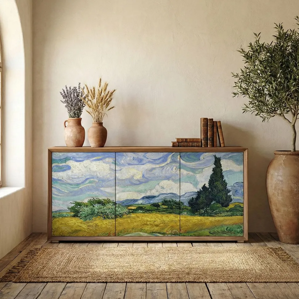 Madia 3 ante Tilt "Campo di grano con cipressi, Vincent van Gogh" linea ARTE