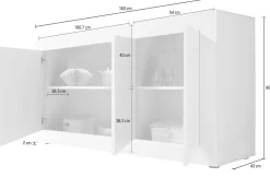 Madia Bianco laccato lucido con 3 ante linea Basic