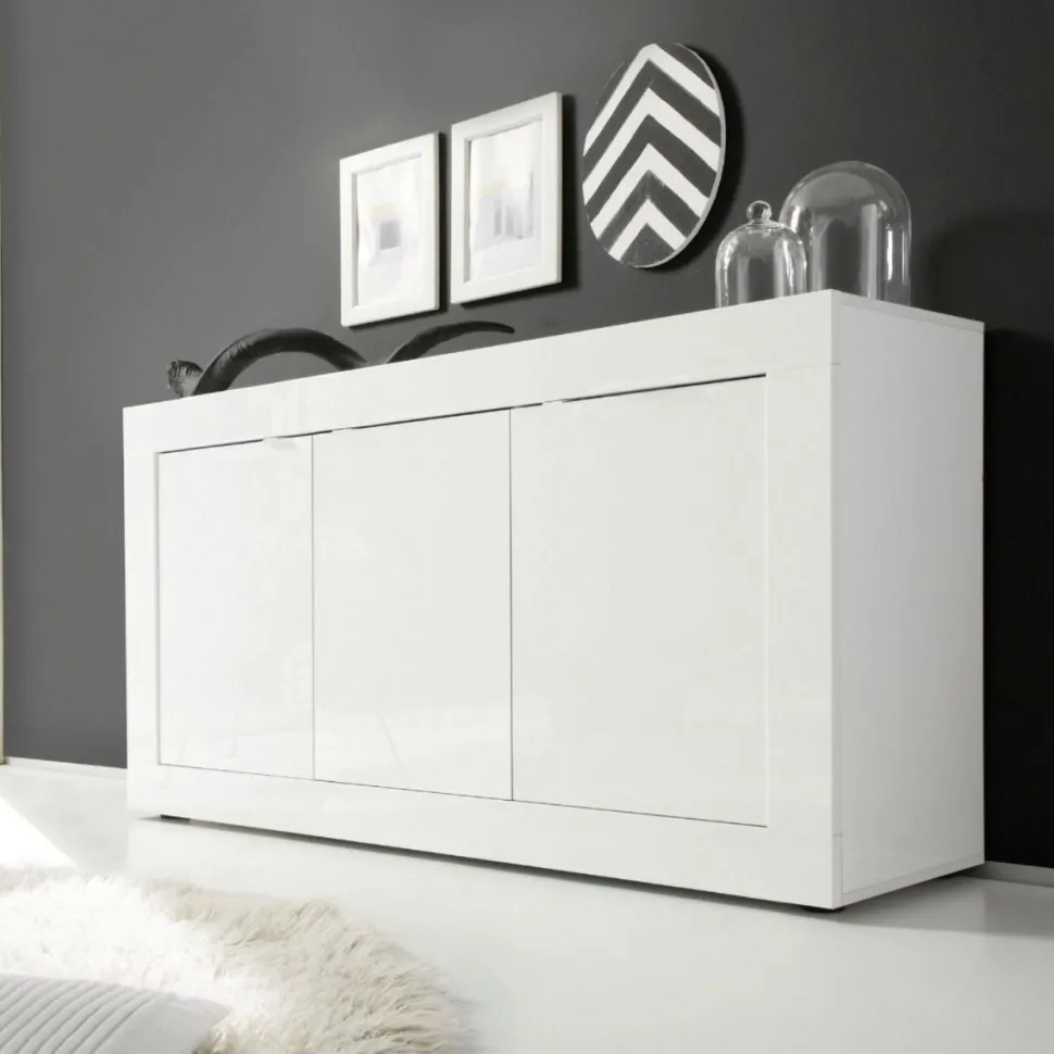 Madia Bianco laccato lucido con 3 ante linea Basic