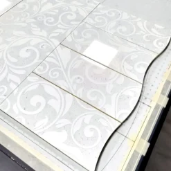 Madia bianco lucido 2 ante e 4 cassetti con serigrafia flower linea Mia