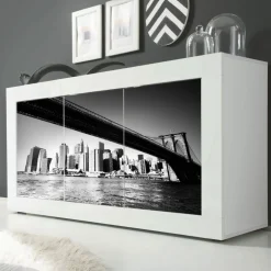 Madia Brooklyn Linea Fancy finitura Bianco lucido con Serigrafia