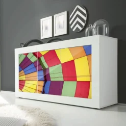 Madia Color Linea Fancy finitura Bianco lucido con Serigrafia