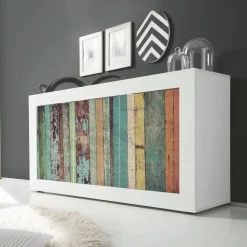 Madia Color Wood Linea Fancy finitura Bianco lucido con Serigrafia