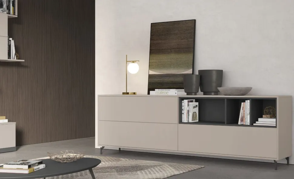 Madia con anta ribalta e due cassettoni linea Cosmo disponibile in vari colori