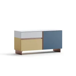Madia con maniglia a gola 1 anta e 2 cassetti disponibile in 2 misure e 30 colori
