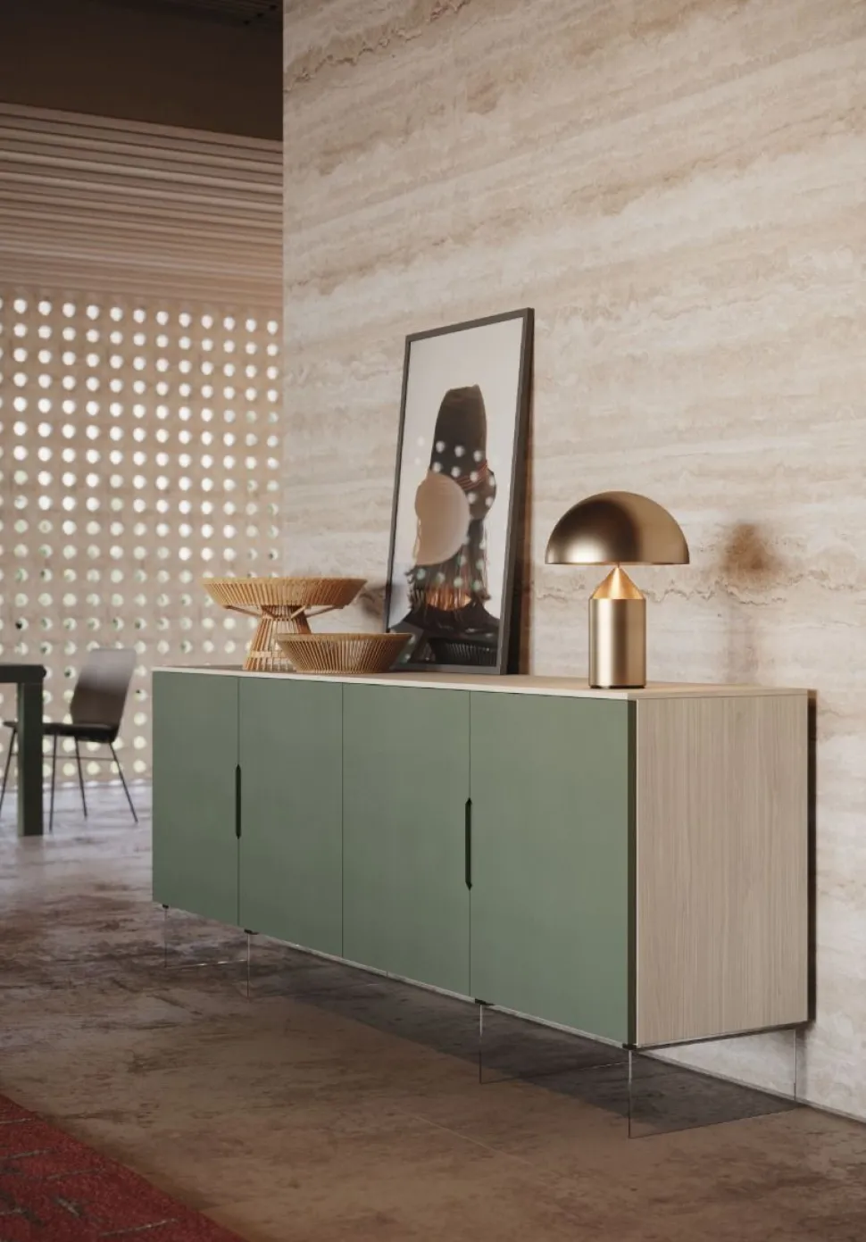 Madia con maniglia a incasso 4 ante disponibile in 30 colori