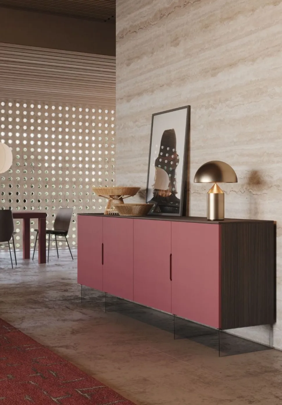 Madia con maniglia a incasso 4 ante disponibile in 30 colori