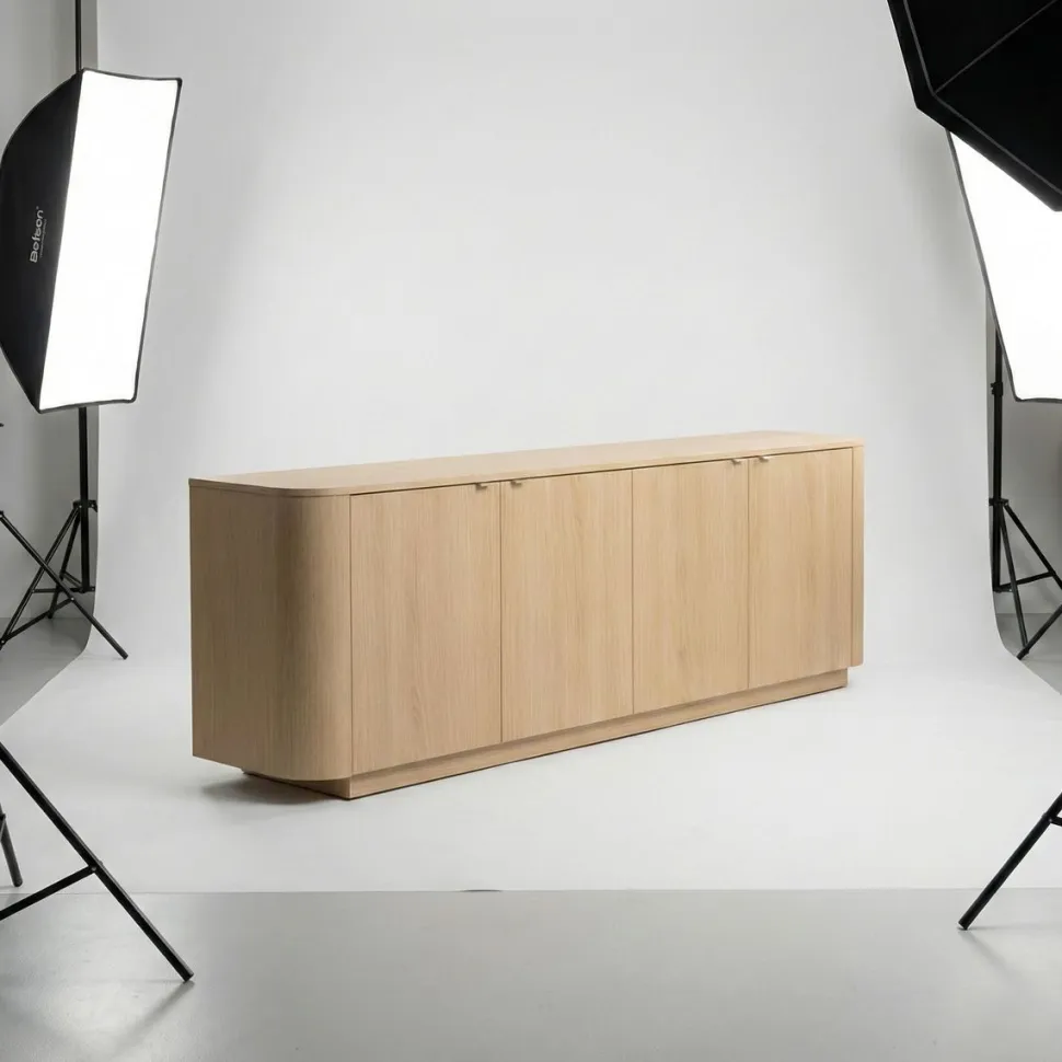 Madia curva moderna a 4 ante in Rovere Lindbergh