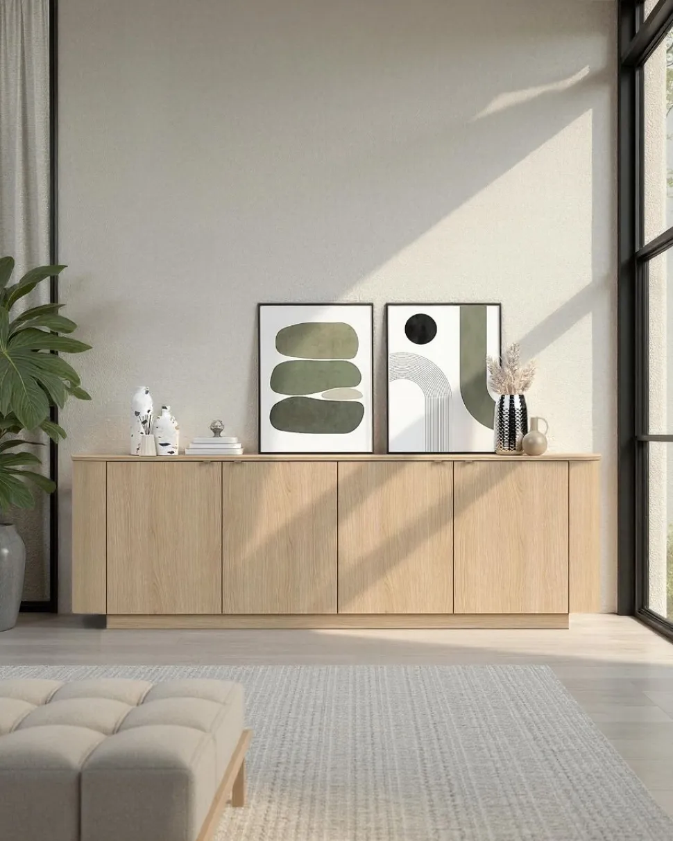 Madia curva moderna a 4 ante in Rovere Lindbergh