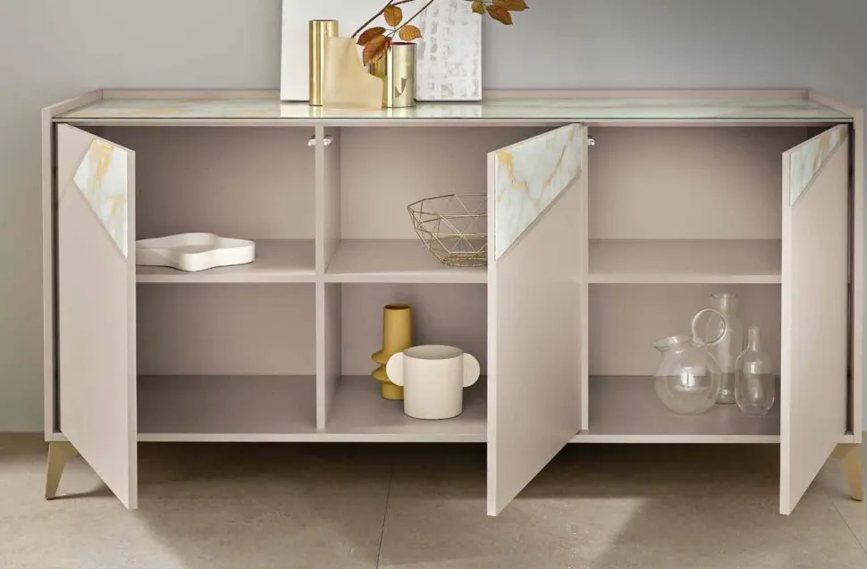 Madia di Design a 3 ante senza maniglie Finiture e Basamenti Personalizzabili