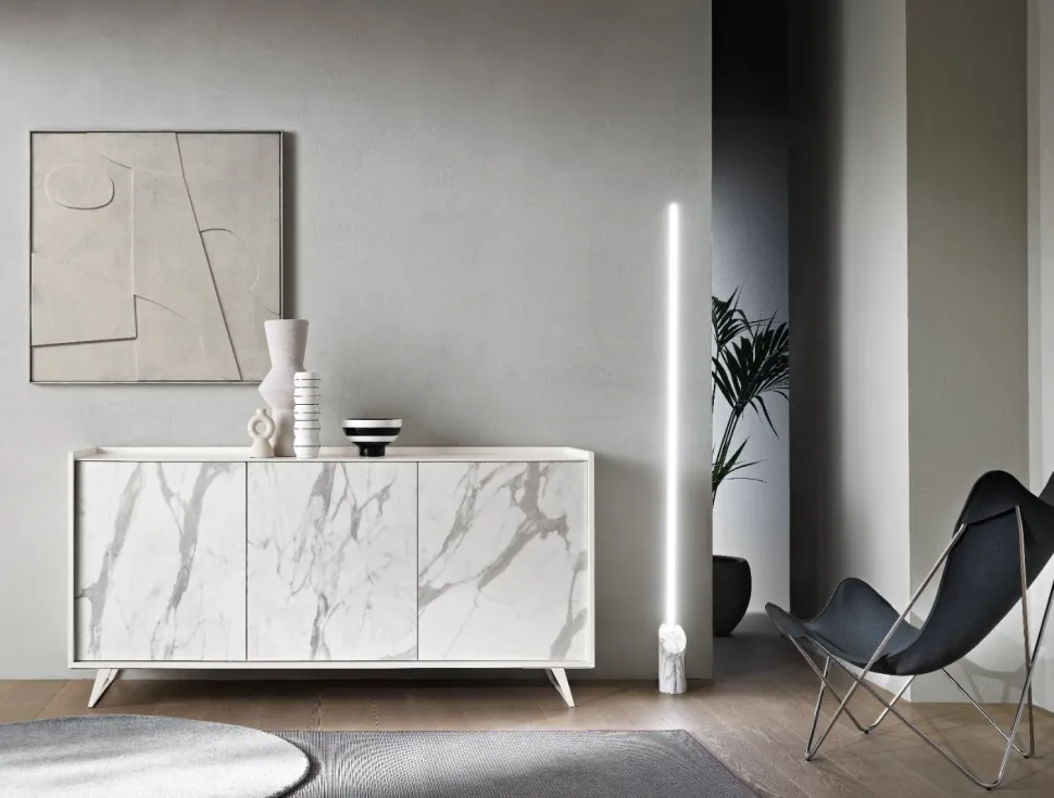 Madia di Design a 3 ante senza maniglie Finiture e Basamenti Personalizzabili