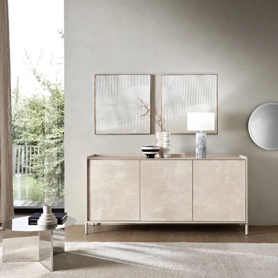 Madia di Design a 3 ante senza maniglie Finiture e Basamenti Personalizzabili