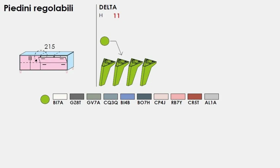 Madia Folk con anta ribalta, un cassettone e due ante battenti disponibile in vari colori